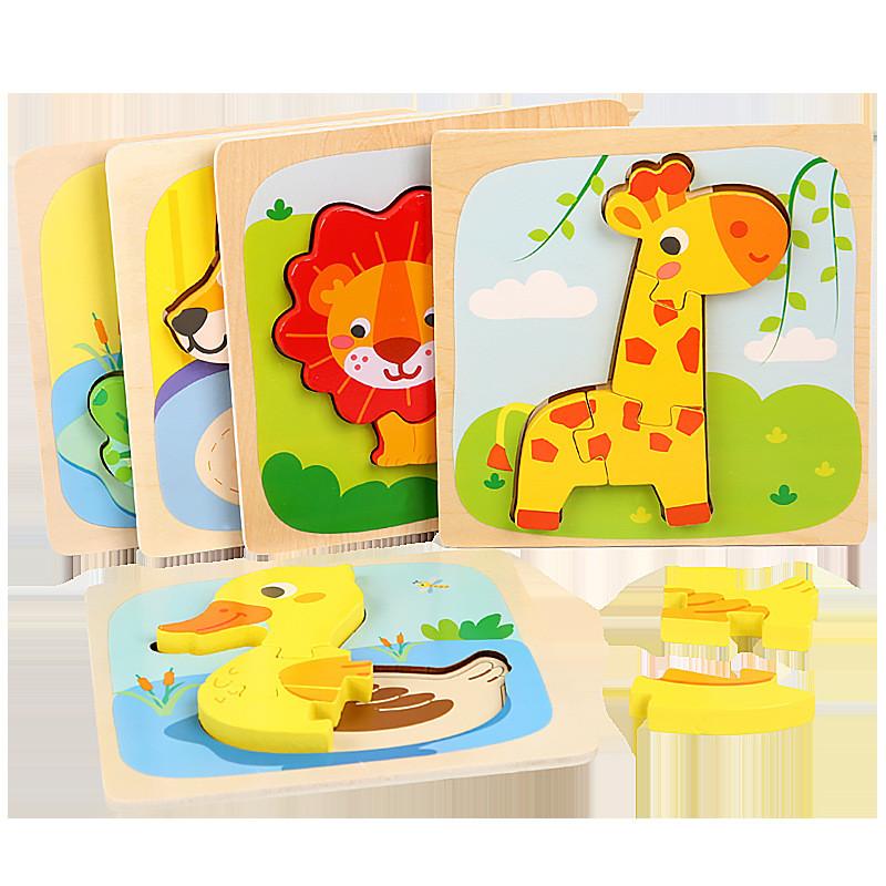 Puzzle Wooden 3d For Giraffe Airplane Animal Shapes Parentchild Interactive Play