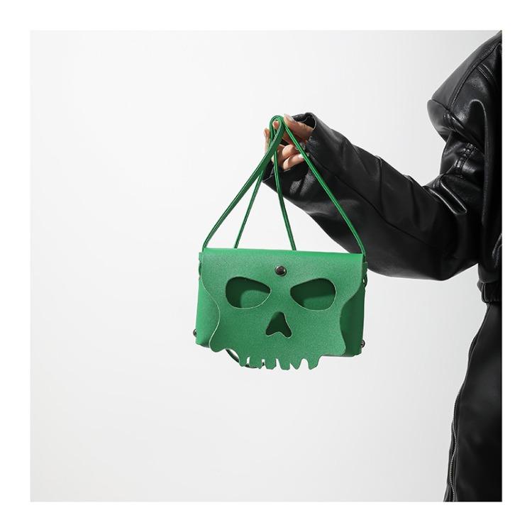 Halloween bag, niche, feminine diagonal cross small square bag, fashionable personality, skull mask, perforated shoulder bag