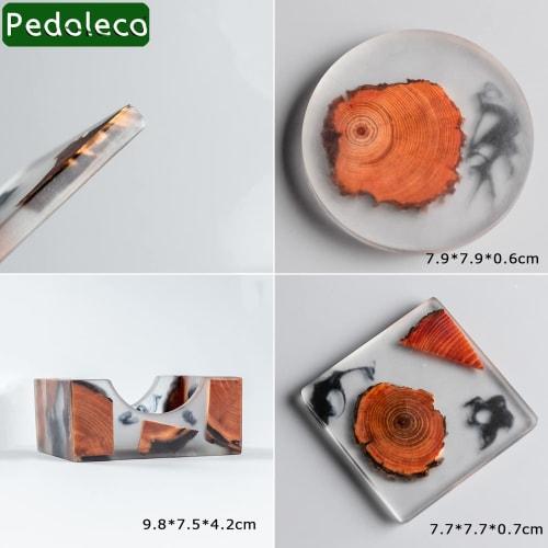 Pedoleco Coasters, Set of 6, with Storage Case, Crafts, Stylish Tea Trays, Dessert Plates, Thick, Waterproof, Decorative, Non-Slip/Insulated, Unpainte