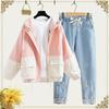 Women's Loose Fit Hooded Baseball Jacket - Korean Style, Spring/Autumn, Versatile, Plus Size, Trendy, Student-Lazy Style