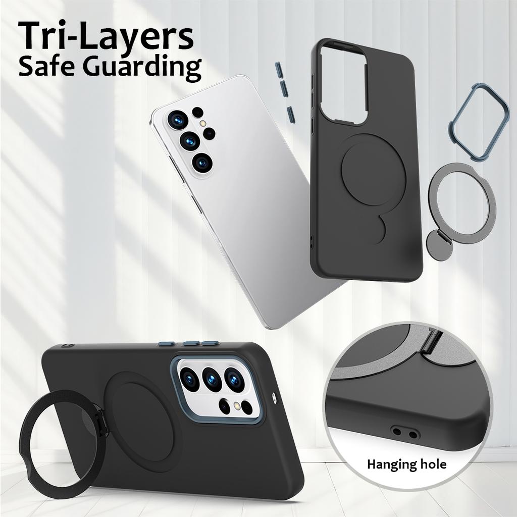 For Samsung Galaxy S26 Ultra Magnetic Case Rotating Ring Kickstand TPU + PC Back Cover