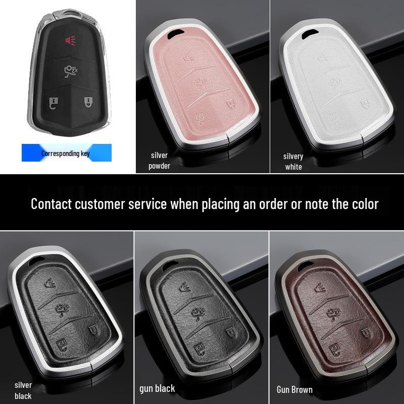 Genuine Leather Key Case for Cadillac XT5, CT5, XTS Key Fob - Unisex Design with Buckle