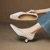 Fashion New Spring/autumn Genuine Leather Women Shoes Square Toe Shoes for Women Fashion Concise Shoes High Heels Handmade Women Pumps