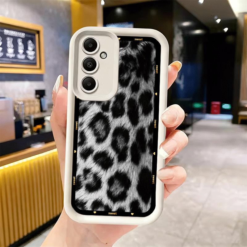 Phone Case for Samsung Galaxy A17 A16 A15 A14 A13 Fashion Sweet Leopard Print A56 A36 A26 A55 A35 A25 A54 A34 A24 A53 A33 A23 A0