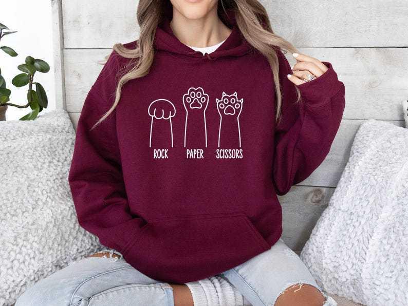 Autumn/Winter Women's Cat Paw Print Long Sleeve Hooded Sweatshirt