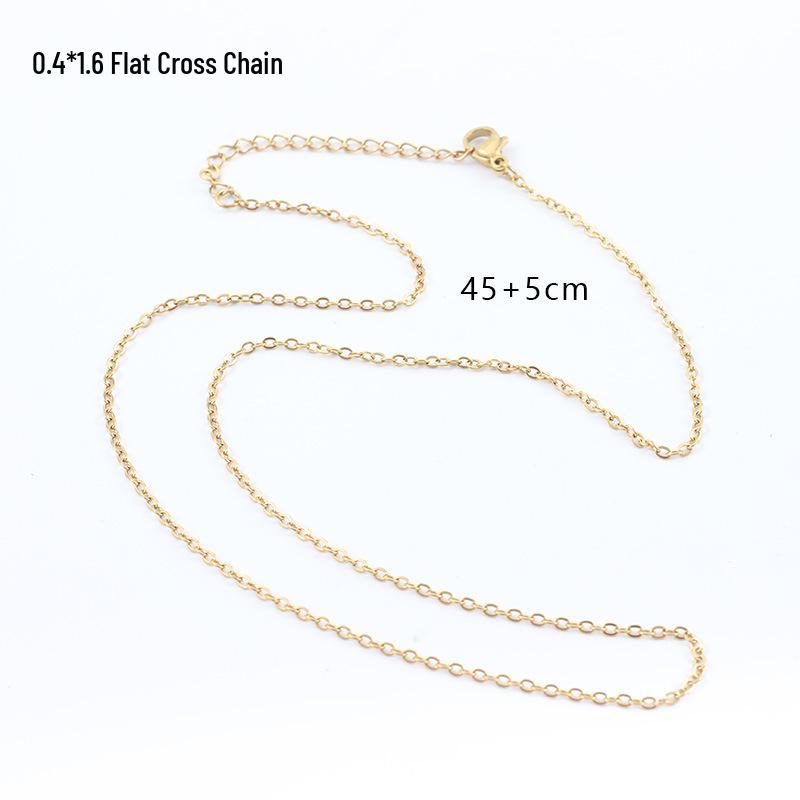 French Retro 18K Gold Plated Black Cross Necklace Pendant in Stainless Steel