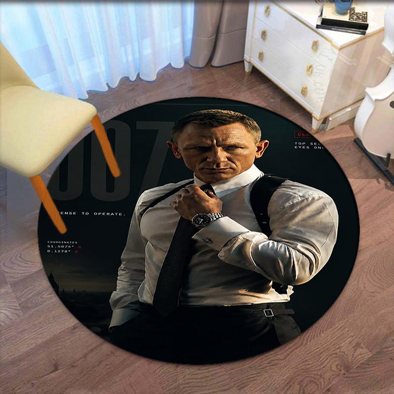 007 James Bond Printed Round Rug Carpet Chair Rug Area Rug Entryway Doormats,for Office Chair Living Room Bedroom Kitchen Room.