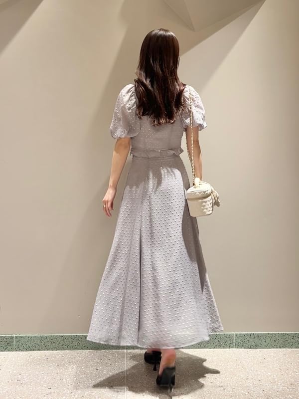 Snidel Jacquard Puff Cropped Blouse SWFB252007 GRY Women's