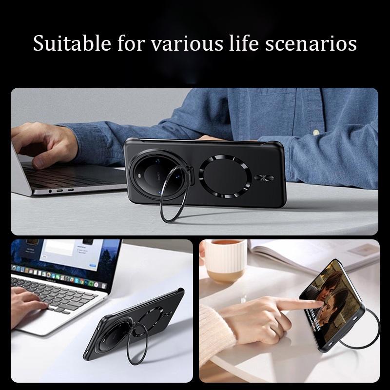 Ultra Thin Magnetic Stand Case For Huawei Pura80 Pura70 P80 P70 Mate 70 60 Pro Plus For Magsafe Armor Frameless Cover