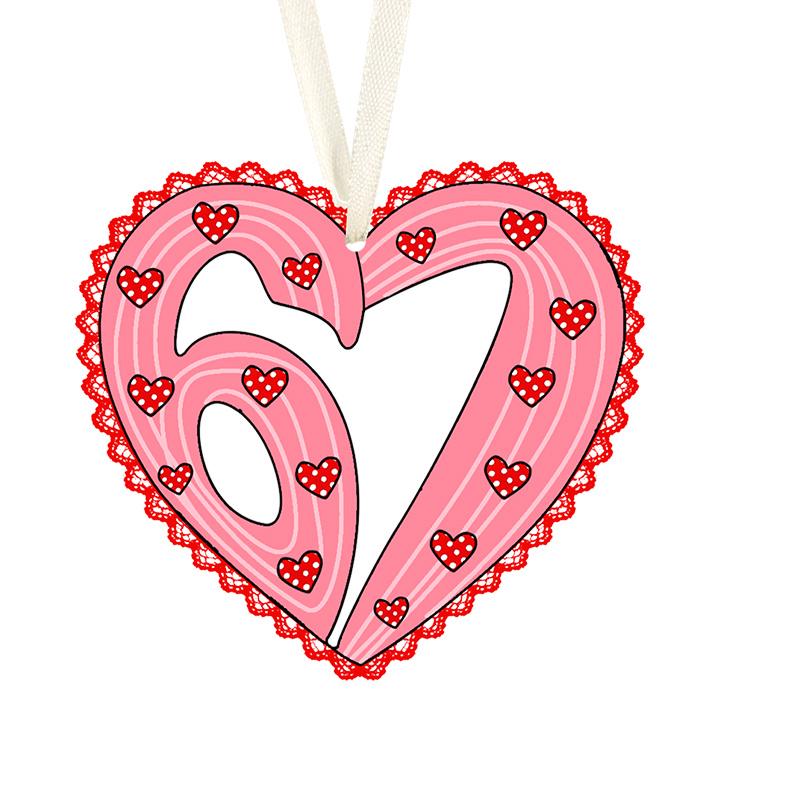 2D Flat 1pc/2pcs Acrylic 67 Heart Car Hanging Ornament—Charming Accessory for Rearview Mirrors, Home Decor, and Backpacks 1pc