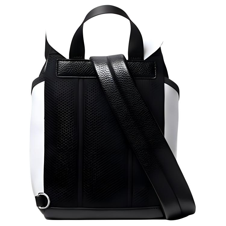 Michael Kors MK Kent Logo Drawstring Closure Nylon And Faux Leather Chest Bag Men bags Black White 37S3LKNC2O-BRIGHT-WHT