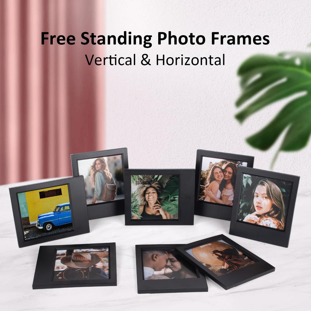 HIYQIN Desktop-Fotorahmen für Polaroid Sofortbildkamera Zoll Foto Kleiner Fotorahmen für Serienkamera Film Schwarz 8er-Pack i-Type Now/OneStep2/Flip/Lab