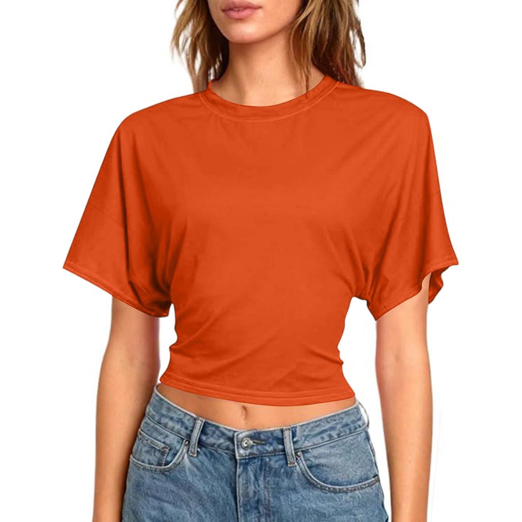 Dámské krátkorukávé crop topy na cvičení Sexy košile bez zad