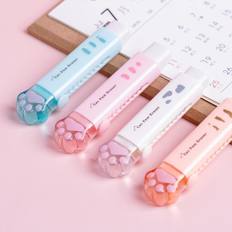 1Pc Cartoon cat scratch eraser push-pull pen eraser clean without leaving marks erase student eraser