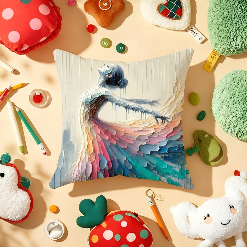 Figure Modern Art Cushion Cover Plush Fabric Soft DoubleSided Printed Sofa Warm Winter Home Gift Pillow Cover
