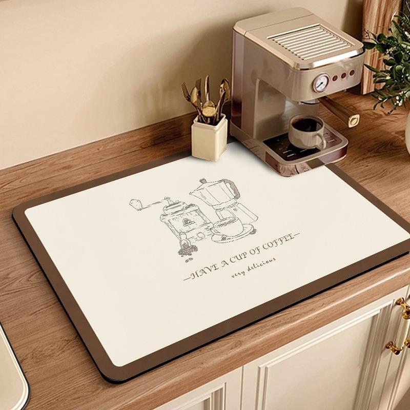 American Coffee Machine Drain Mat, Quick Drying Mat with Water Absorption, Household Kitchen Mat, Insulated Placemat