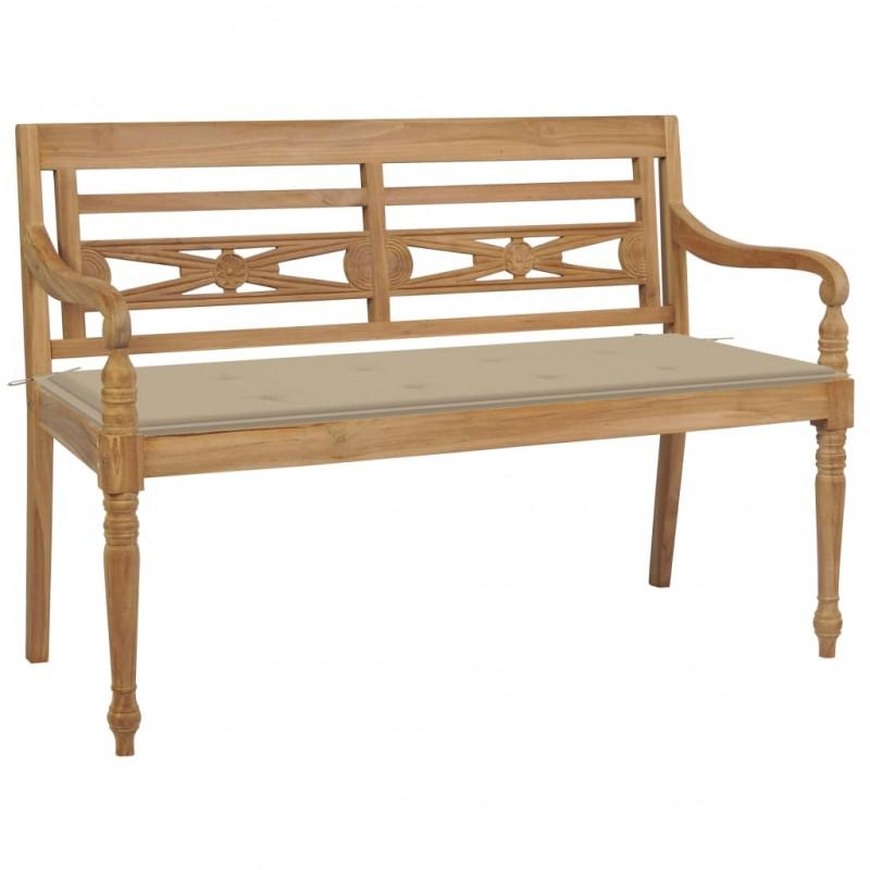 Day and Night - Day and Night Batavia Bench Solid Teak Wood with Beige Cushion 120 Cm