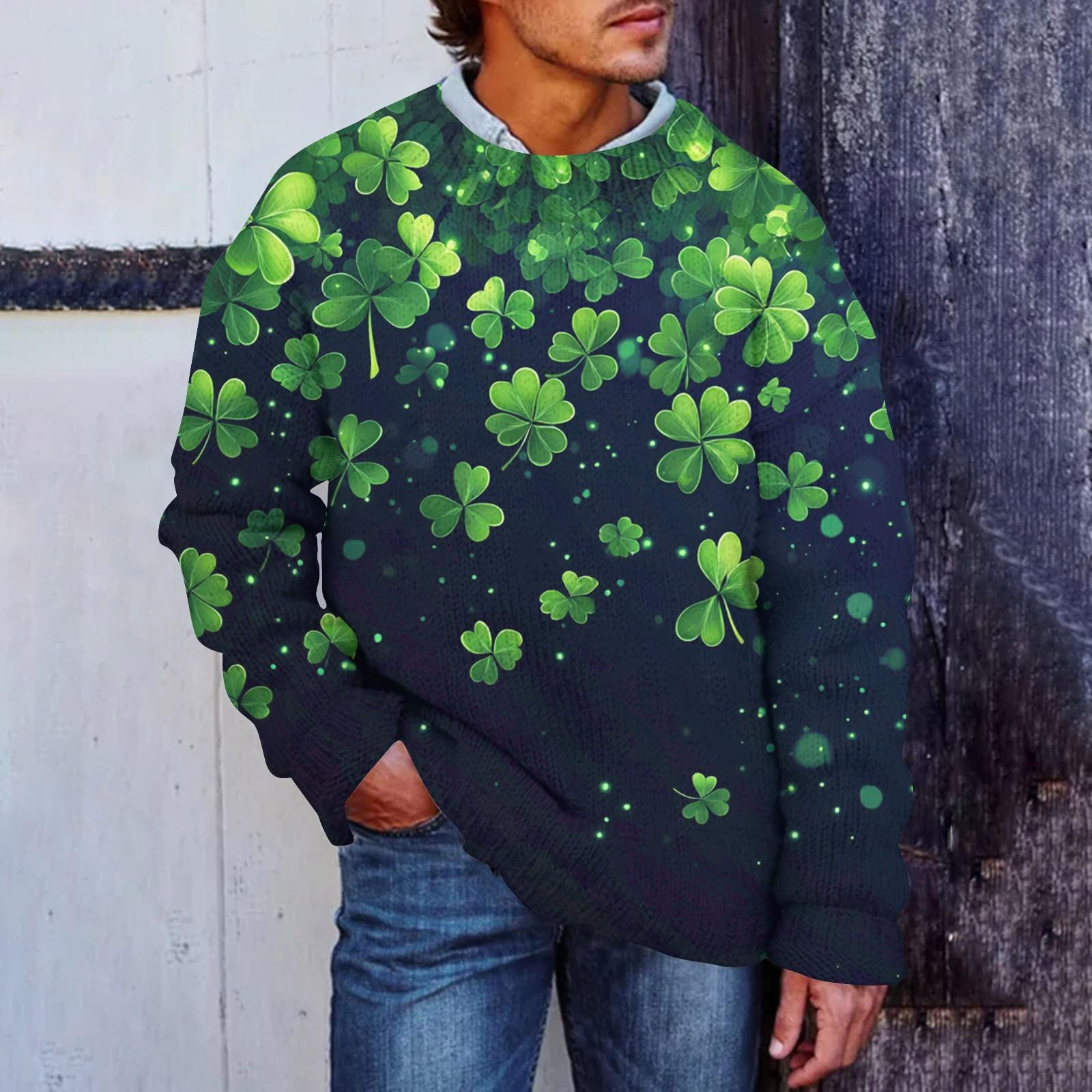 

Мужской принтованный искусственный свитер, толстовка с круглым вырезом, свободный топ с длинными рукавами XXXL