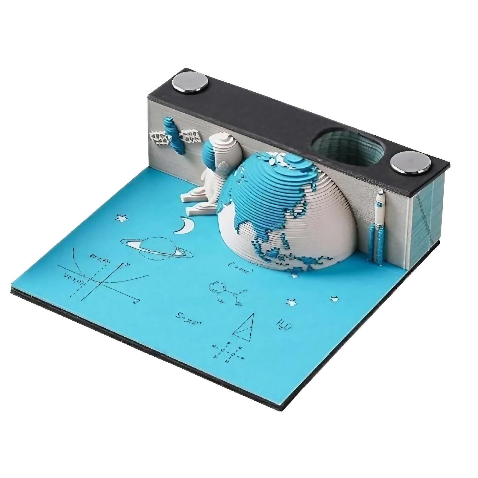 Used CAWKAY 3D Memo Pad 3D Paper Art Earth Astronaut Memo Pad Post Note Interior Desk Office Bedroom Present (Space) [Space]