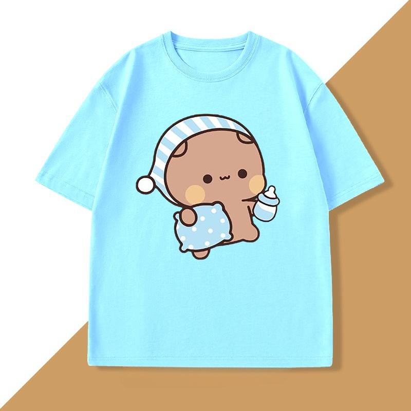 Couple Bubu Dudu T Shirt Funny Cute BuBu Panda Going To Sleep with DuDu Bear Graphic Tees Funny Cotton Unisex WOMEN T-shirt Clothes