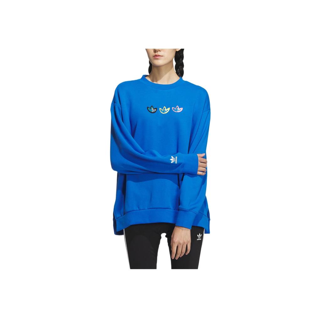 Adidas Originals Trefoil Love Logo Crew Neck Sweatshirt Women Sweatshirt Bird-Feather-Blue IK6859