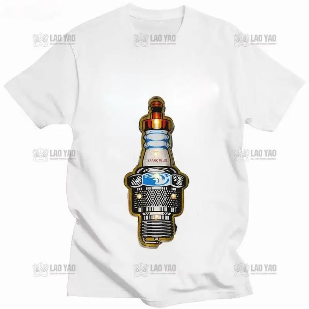 Cool Sparking Plug T Shirt Men Summer New Arrival O-neck Industrial Style DIY T-shirts Tops Men Clothing 4xl