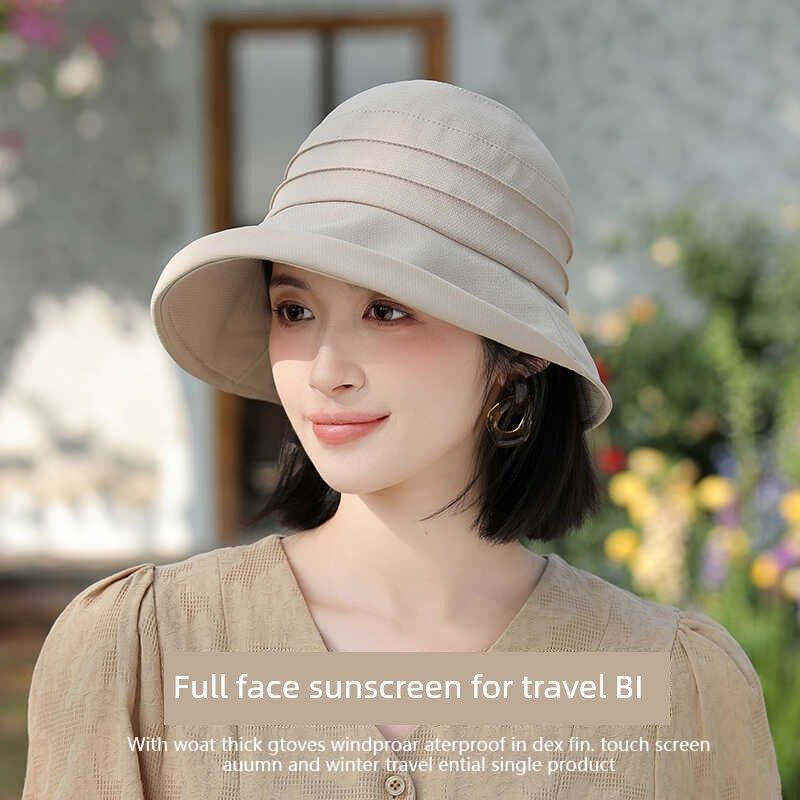 

Summer Thin Fisherman Hat Wig Women s Short Hair Fashion Sun-Proof All-Matching Middle-Aged and Elderly Cover Gray Hair Curled Brim Basin Hat Beige + Brown Black Wave Head