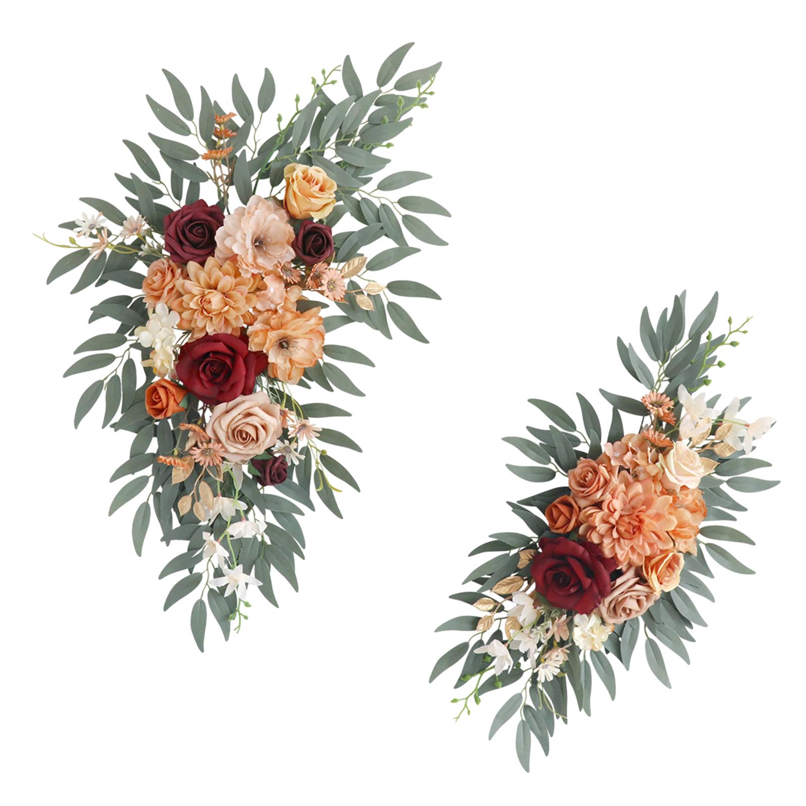 

2Pcs Artificial Rose Flower Swag Rustic Wedding Arch Flower Wedding Arch Rose Wreath for Drapes Holiday Window Reception