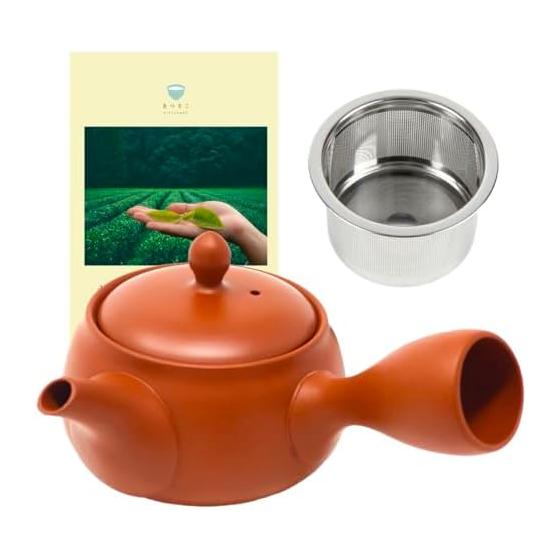 Teapot Tokoname ware, made in Japan [Easy to wash/Stainless steel tea strainer included/300ml] Tea leaves do not get clogged Teapot, Shudo,