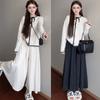 Glutinous rice culottes autumn and winter swinging wide-leg pants women's elastic waist loose and thin small casual glutinous rice pants