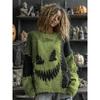 Women Crew Neck Loose Pullover Halloween 3D Digital Print Long Sleeve Casual Sweatshirt