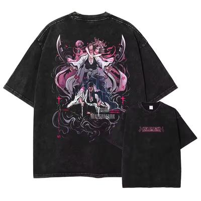 Bleach Aizen Sousuke Anime Grafisch T‑shirt Manga Gewassen Oversized Harajuku Unisex Casual Korte Mouw Streetwear T‑shirts