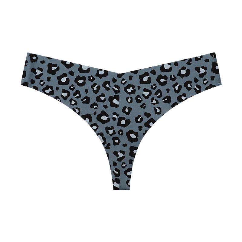Sexy Leopard Seamless Underwear Women's Ice Silk Breathable Sports Pure Cotton Crotch Antibacterial Women's Thong Panties
