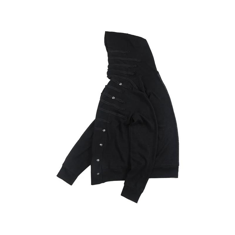 Oversize'owa bluza z kapturem z detalem w postaci rzędu guzików Streetwear Unisex Pulower