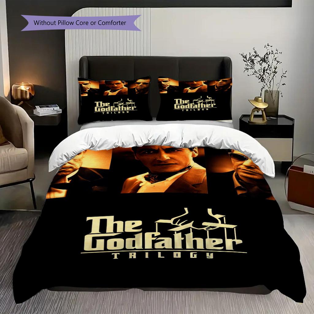 Macht Loyalität Pate Dreiteiliges Set (1 Bettbezug + 2 Kissenbezüge, ohne Füllung) 2D flache Bettbezug und Kissenbezug Weihnachtsgeburtstagsgeschenk