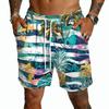 Men's Casual Drawstring Shorts Lightweight Quick Dry Five Inch Inseam Beachwear Hawaiian Print Summer Shorts