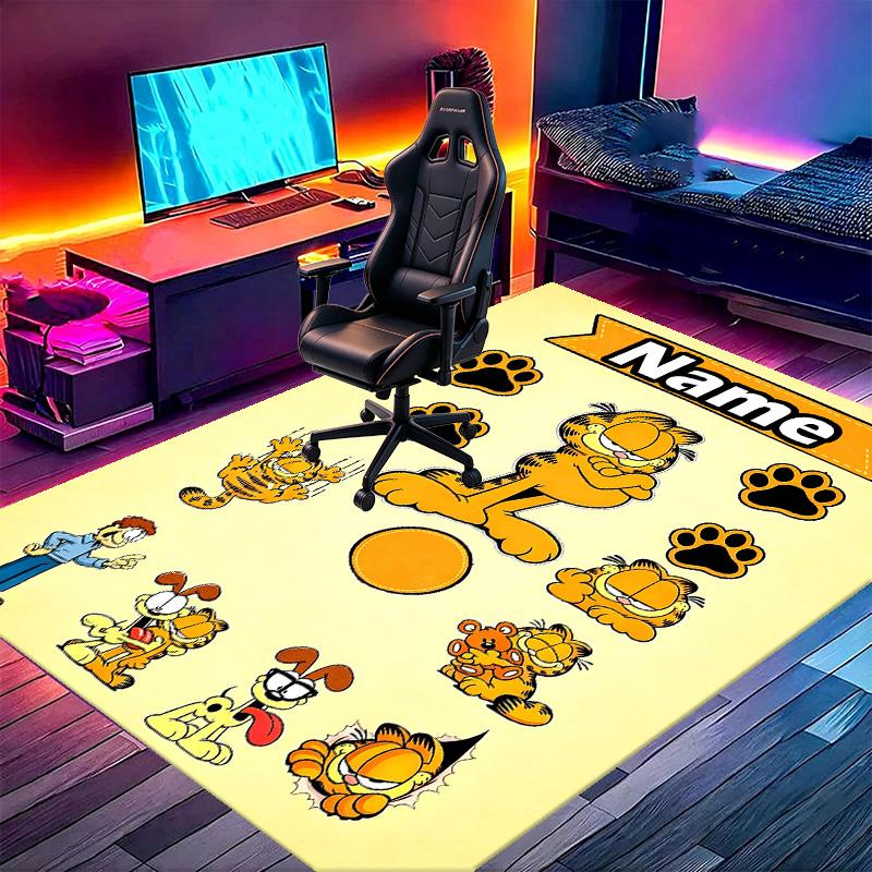 Custom Name Personalized Garfield Print Carpet, Versatile Home Decor Rug, for Playroom, Apartment, Balcony, Entryway, Hallway Gift