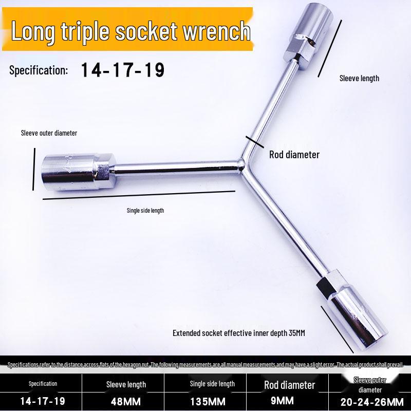 Triple Hex Socket Wrench Set for Car, Motorcycle, and EV Battery Repair