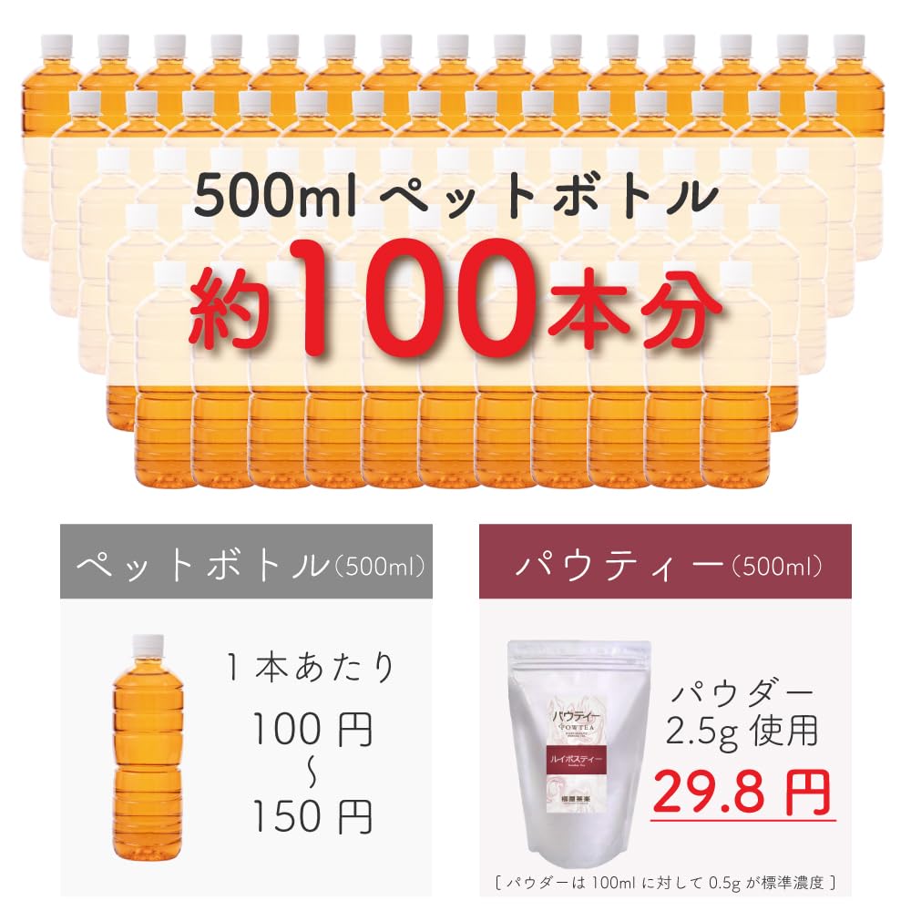 Pouty Rooibos 250g To Approximately 100 500ml Plastic In Tea Bags Tea, (Equivalent Bottles) [Powdered Tea] [Dissolves Water] [Instant Tea]