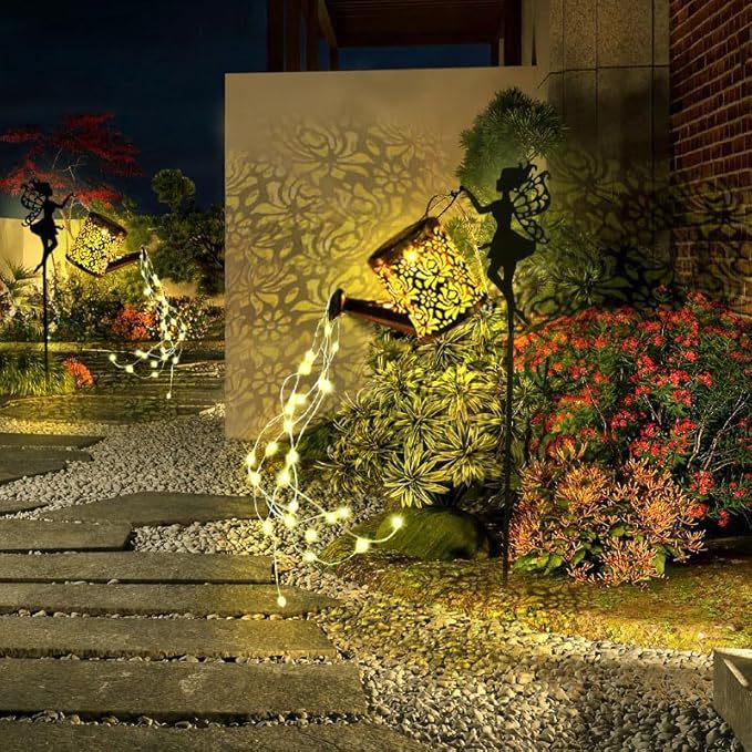 Angel Garden Outdoor Solar Courtyard Light - Copper Coin Kettle Design