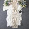 Women's Summer Sexy Twisted Chest Show Heart Machine Hollow Fashion Two Wear Knitted Dress