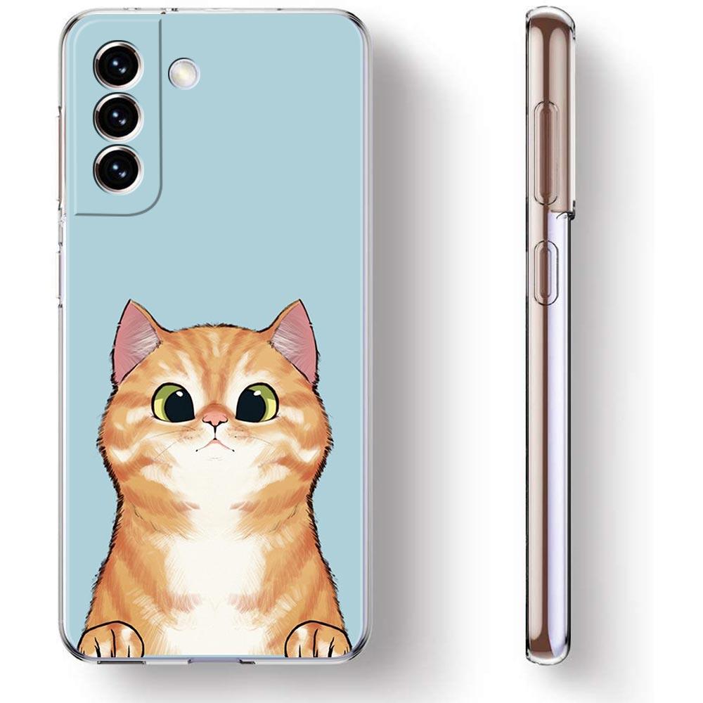 Cat Cute Kitten Cartoon Clear Silicone Phone Case For Samsung Galaxy S23 S22 5G S20 Ultra S21 FE 5G S10E S9 S8 S10 Plus Cover
