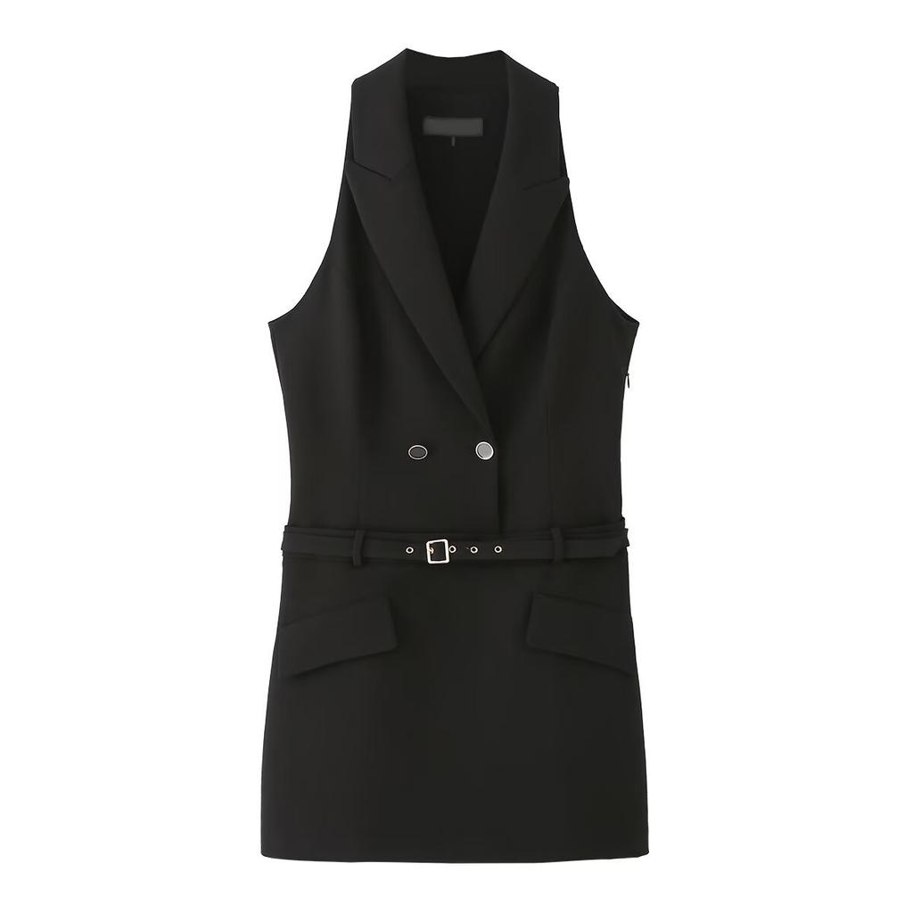 Women's clothing autumn and winter new women's clothing belt mini suit effect short dress women
