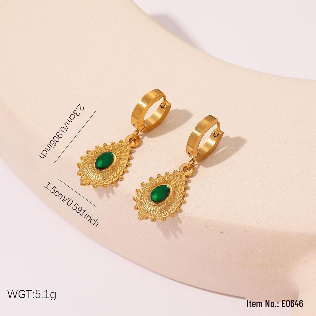 Women's Vintage-Style Stainless Steel Diamond Earrings: High-End, Luxurious, and Elegant