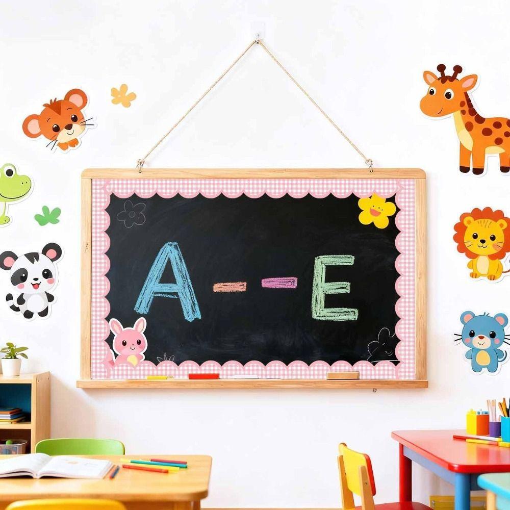 Pink Poster Border Stickers DIY Waterproof Wavy Edge Paper Black Board Decorative Stickers