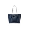 Borsa a Tote Mk Emilia Brand Logo Metallico Pelle a Grana di Litchi Borsa per la Spesa Portatile a Spalla Donna Blu Navy 35S1SU5T7T-NAVY