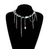 Artistic Short Clavicle Necklace Featuring Geometric Plastic Beads And Movable Tassels Decoration Fashion Neckwear