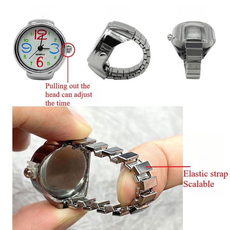 Men Women Creative Round Elastic Quartz Finger Ring Watch Fashion Couple Watch for Lovers