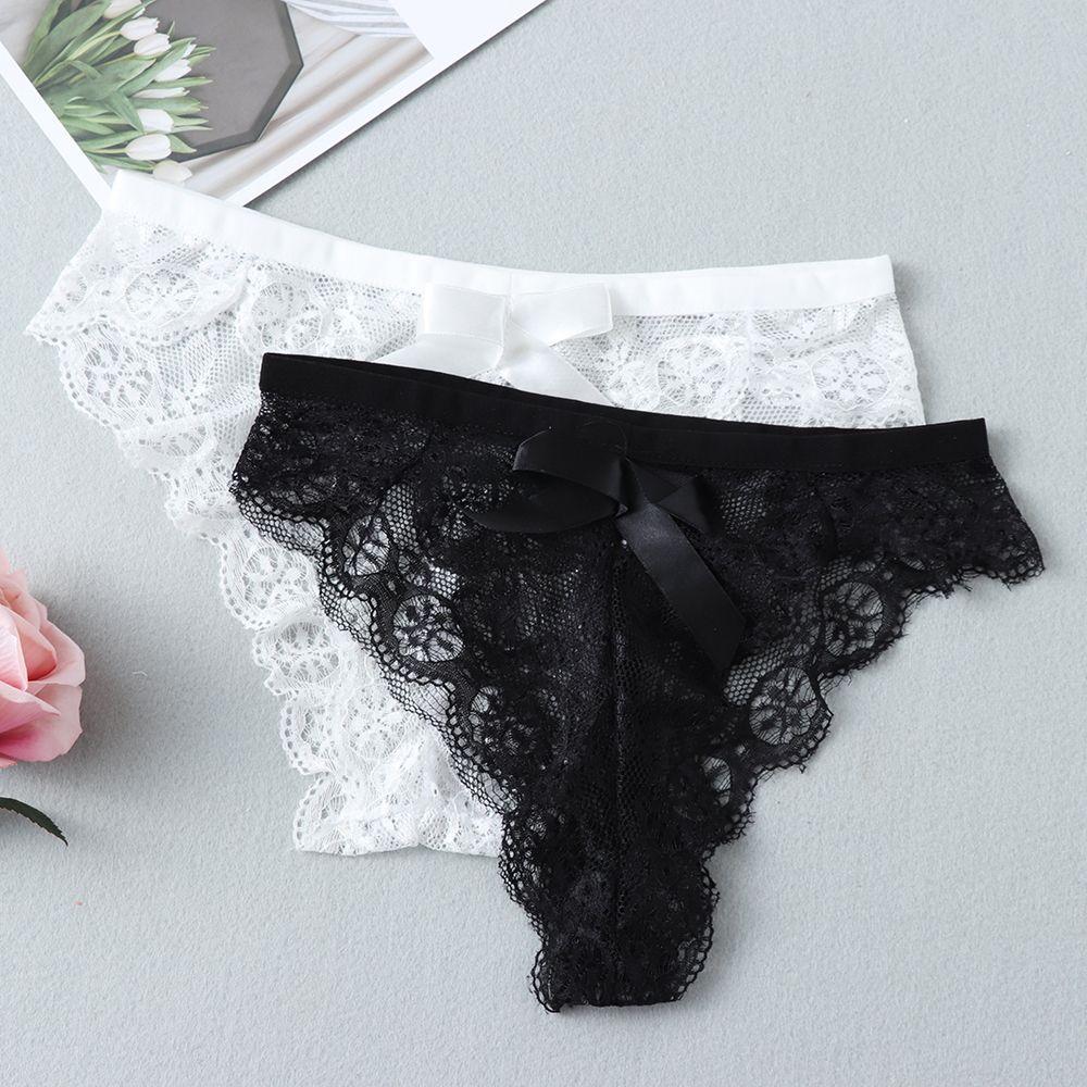 Lingerie Sexy Underpants Lace Flowers Hollow Bow Panties Women's Underwear G String Thong