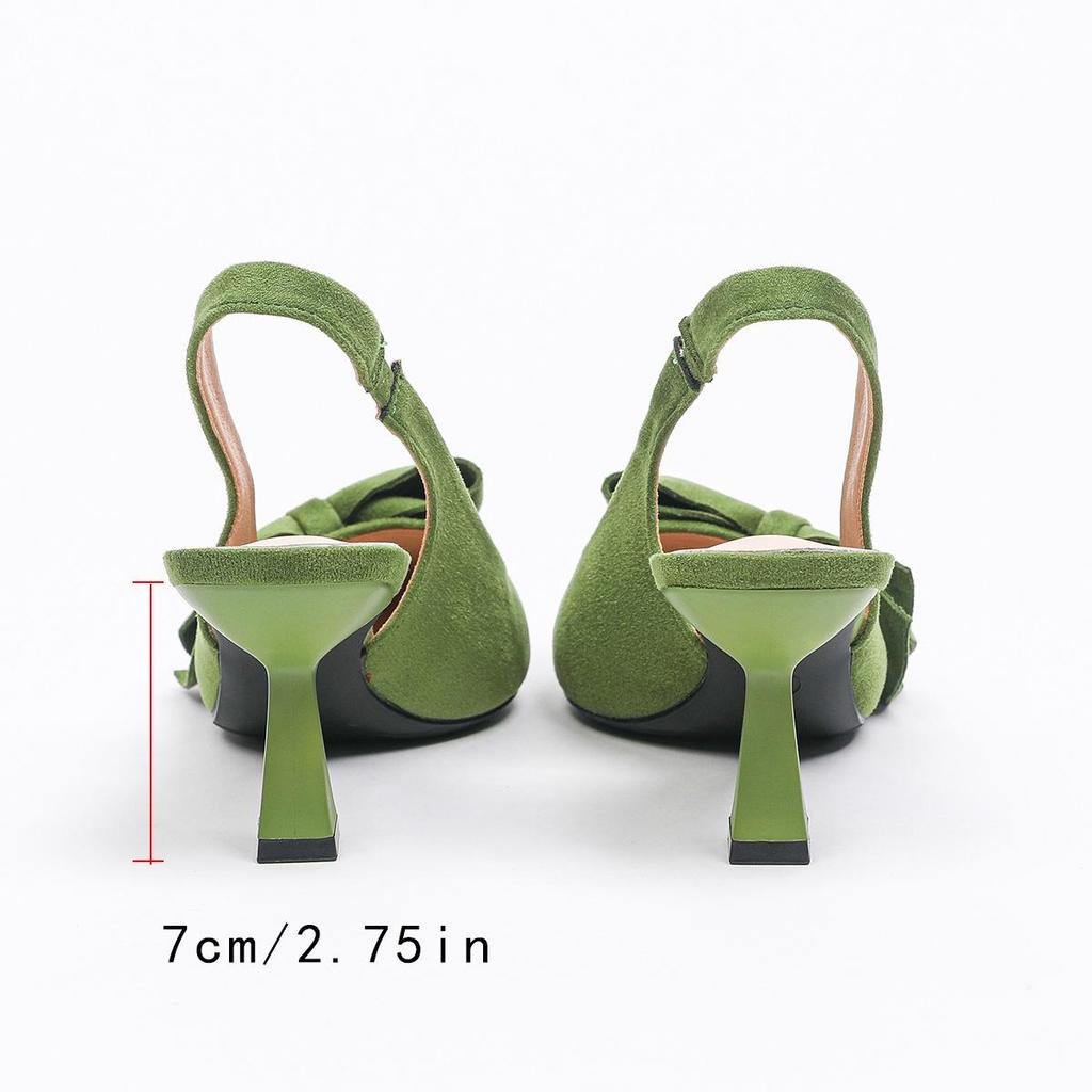 Women's Large Size Summer Pointed Toe Thin High Heel Single Shoes Spring Casual Stiletto Bow Solid Color Sandals Shoes 36-42